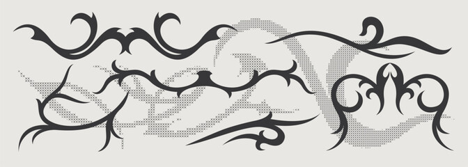Obraz premium Vector design element of classic baroque ornaments with elegant scrollwork, medieval details.