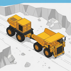 Fototapeta premium Lego Construction Vehicle Model in Quarry Scene.
