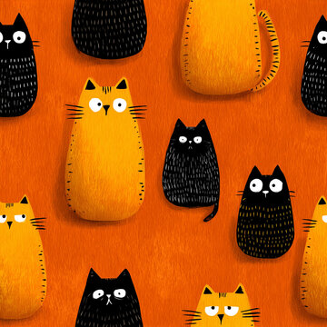 seamless pattern with cats