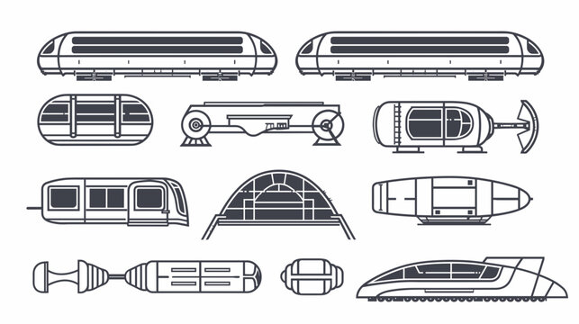 Collection of Futuristic Transportation Concepts Featuring Various Highspeed Train Designs
