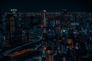Obraz premium 梅田スカイビルから見た大阪の夜景
