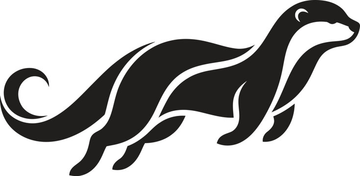 Black ferret, ferret silhouette, animal icon, wildlife symbol, vector illustration