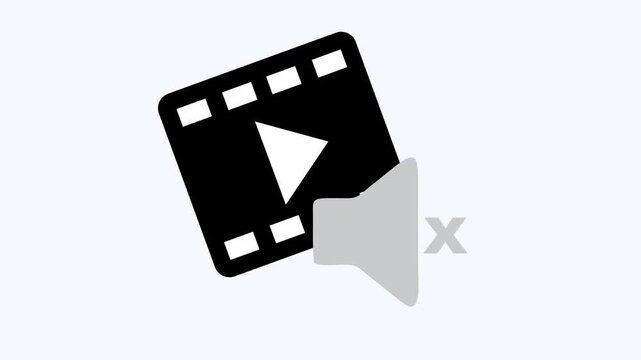 Video player icon representing sound muted for websites, apps, tutorials, and presentations on multimedia control and video playback interface.