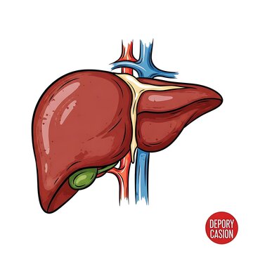 Human Liver Anatomy Medical Illustration.