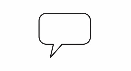 Fototapeta premium Simple black outlined speech bubble on white background