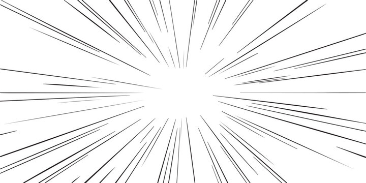 Black speed lines radiating from center on white background