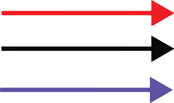 Three colored arrows pointing to the right on white background