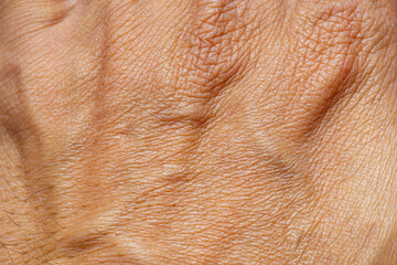 Naklejka premium Extreme Macro Texture of Human Skin Surface,High-detail macro shot showing the complex texture, High-detail macro shot showing the complex texture, pores, and natural patterns of human skin, highlight