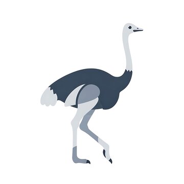 Ostrich walking on white background illustration.