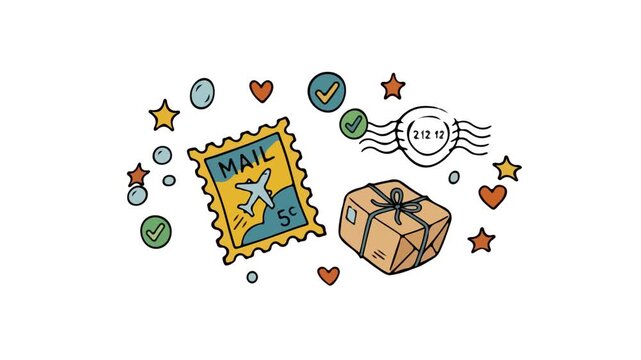 Hand Drawn Postal Mail and Parcel Delivery Illustration