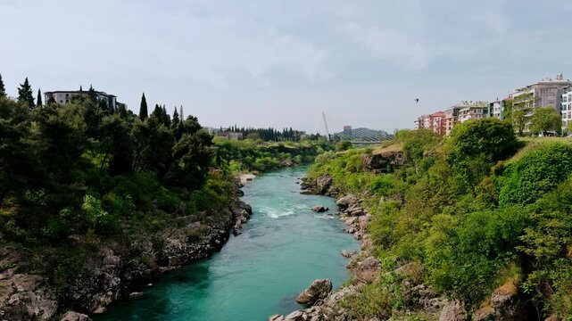 Bridge Over Turquoise Moraca River in Podgorica, Montenegro ver-2