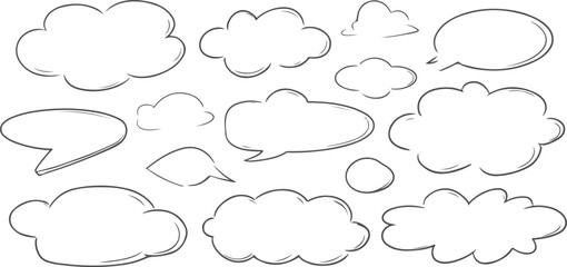 Fototapeta premium Hand-drawn speech and thought bubbles collection