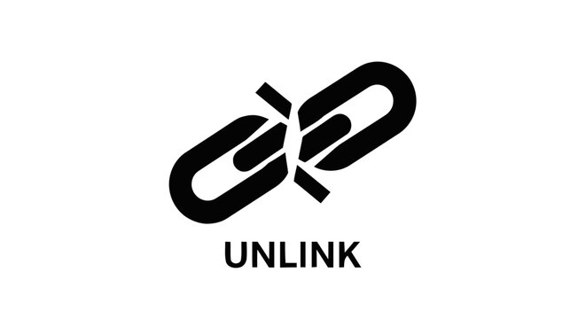 Vector illustration of unlink icon with broken chain link symbol, on a transparent background