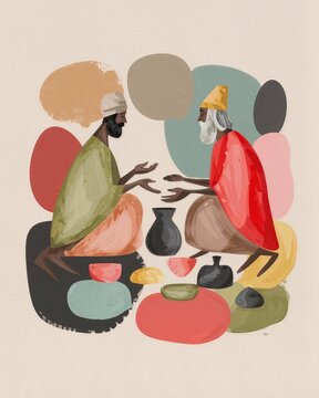 A gift of gold frankincense and myrrh minimalist vector style