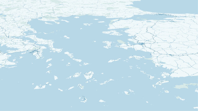 Modern minimalist vector map of Greece. High-quality scalable illustration of Greek mainland, Aegean islands, and Peloponnese coastline for posters and urban design.