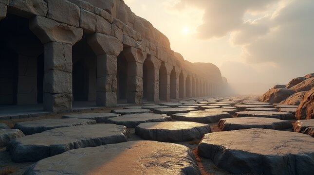 Basalt column formation with natural geometric rock pattern