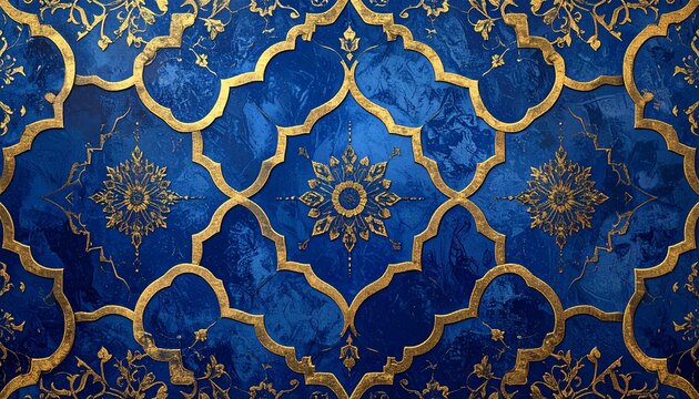 Ornate blue and gold ceiling pattern