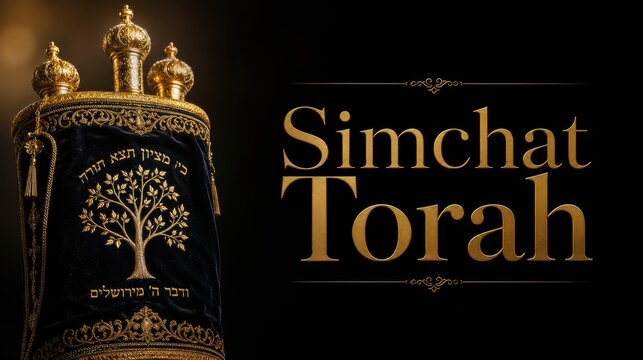 Happy Simchat Torah jewish holiday social media banner