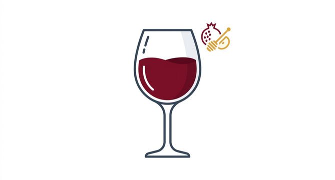 Rosh Hashanah wine glass icon vector Jewish holiday symbol isolated on white background