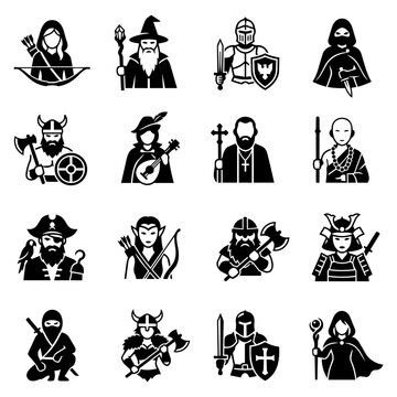 Fantasy Role-Playing Game Character Avatars & Icons Collection