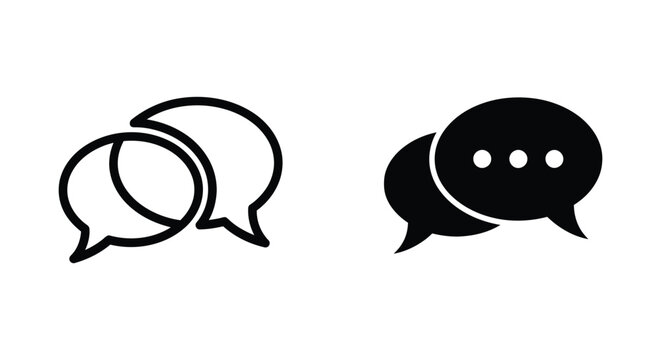 Chat bubble message conversation icon set with speech balloons for communication and social media design