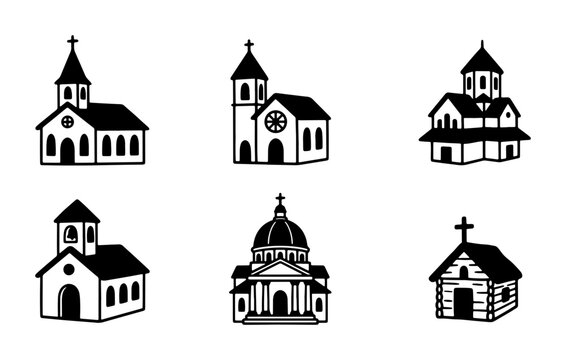 churches vector icon set on white background
