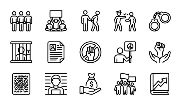 social issue icons vector set on white background