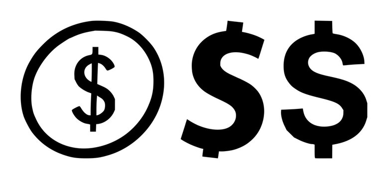 Profit margin dollar set with solid black icon on white background featuring business, finance, currency symbols with vector graphic and illustration