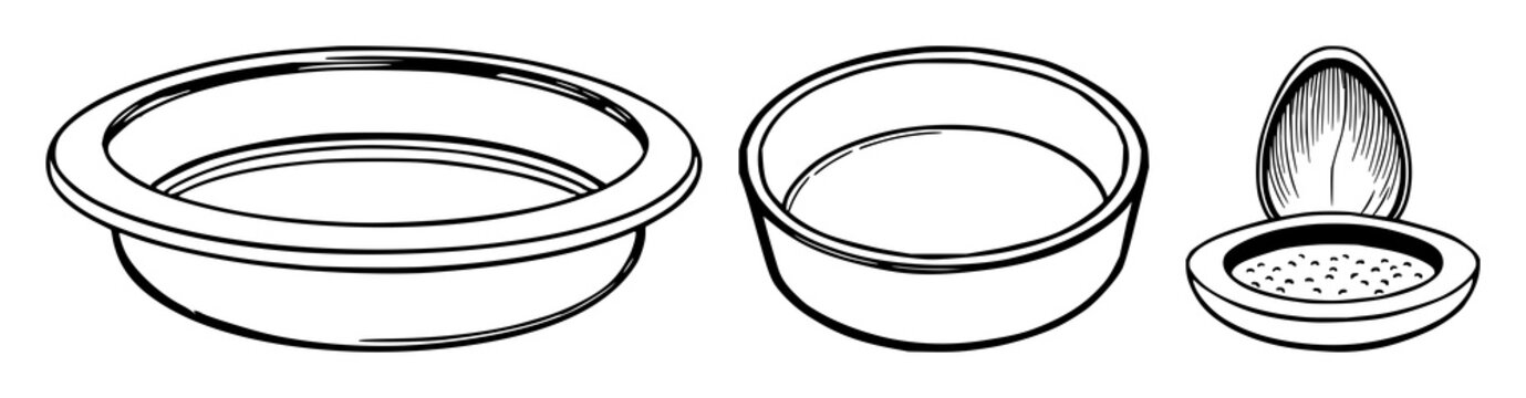 Ashtray set with various shapes and simple line art design featuring smoking accessories, tobacco, cigarettes with tools and utensils