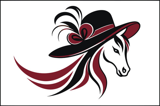 Elegant horse head with stylish hat and feather design Vector