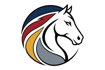 Colorful horse head logo with abstract mane design Vector © mr