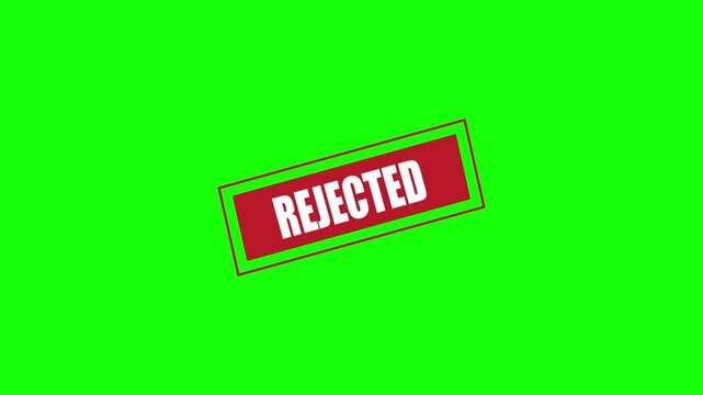 Rejected Badge Animation on Green Screen Red Badge Denied Stamp Loop with Chroma Key for Failure and Declined Graphics