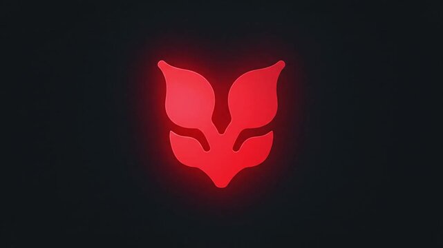 Minimalist red neon fox head logo glowing against a dark textured background with subtle pulse effects.