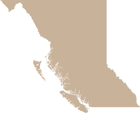 British Columbia Province (BC) Isolated Cartographic Illustration Vector Editable Silhouette.