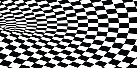 Fototapeta premium Chess perspective floor background. Black and white chess board perspective floor texture. Chess board pattern surface. Fading and disappearing chess board background. vektor