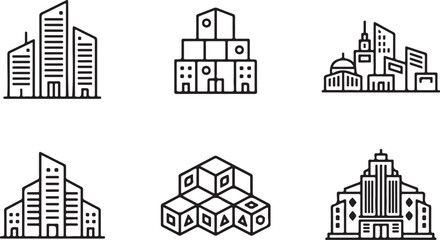 Fototapeta premium City skyline black and white architectural symbols, urban buildings architecture skyscrapers