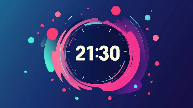 Abstract clock design showing 2130.