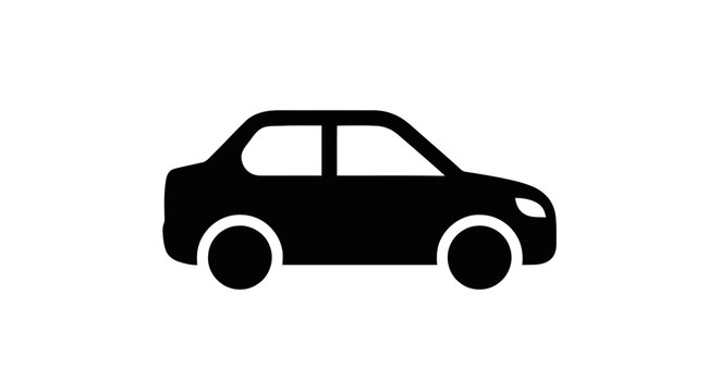 Vector illustration of black car icon silhouette sedan vehicle symbol on a transparent background