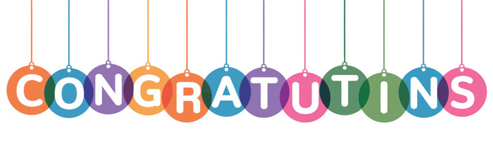 Congratulations banner round hanging vector illustration featuring festive decorative design for celebration greeting event and party decoration © BASAR BIN HABIB