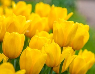 Obraz premium Beautiful spring yelllow tulip flowers background 