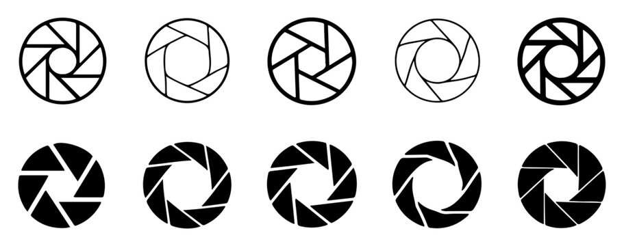 camera shutter icon set photography vector design
