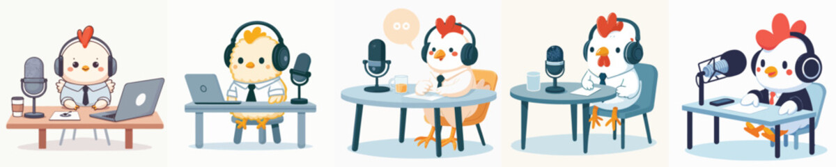 cute chicken vector doing podcast © sarah16blakeyxh2