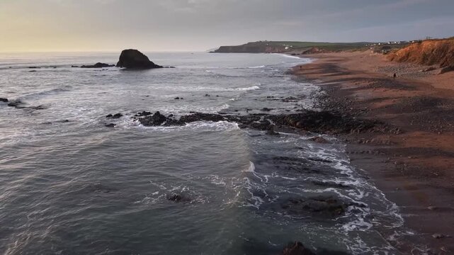 One hour before sunset at Widemouth Bay Cornwall