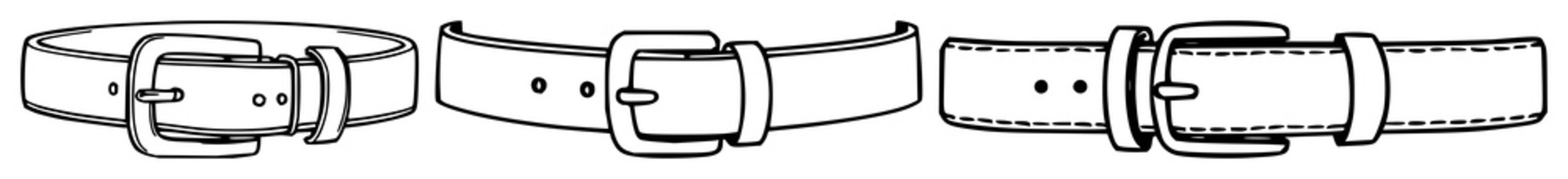 Belt set with outline style and minimalist design featuring apparel, clothing, accessory with leather and fashion