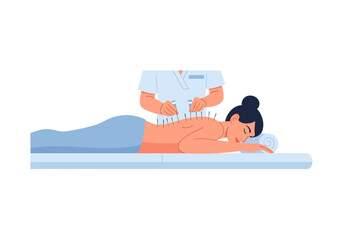 Obraz premium Relaxing woman receiving professional massage therapy at spa