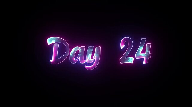 Day 24 text with colorful neon glow and galaxy nebula fill