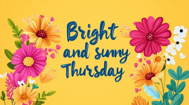 Bright and sunny Thursday floral greeting card.
