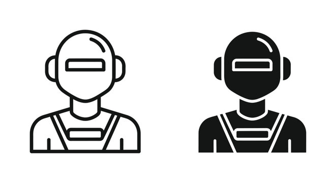 Robot head avatar icon with visor for technology and artificial intelligence concept vector design