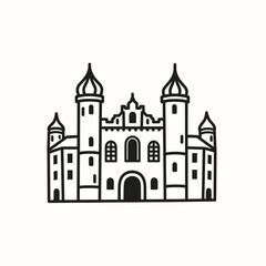 Fototapeta premium Historical European Palace Building Vector Illustration Icon