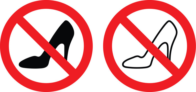 No high heels warning forbidden sign symbol vector illustration for safety restriction rule prohibition notice and hazard prevention design